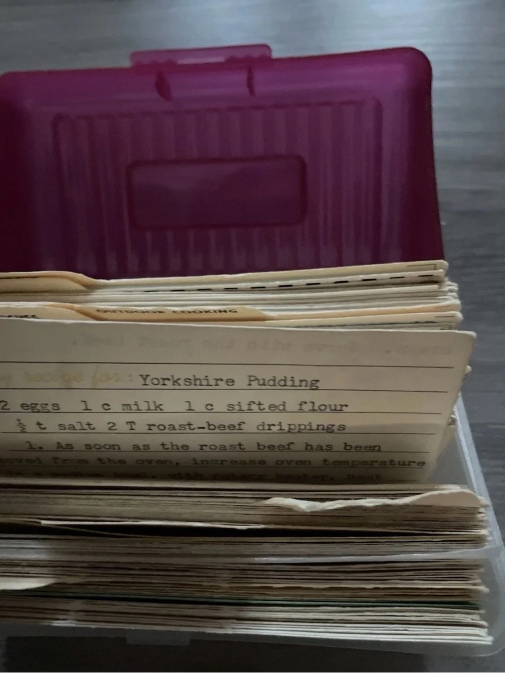 Vintage Recipe Box with Tons Of Hand Written & Clipped Recipes Mid-Century Pink